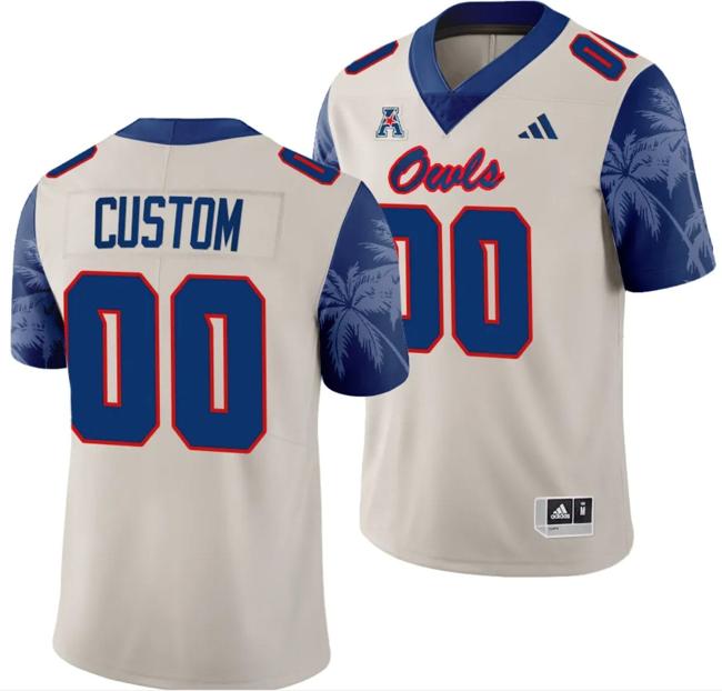 Men's Custom FAU Florida Atlantic Owls Jersey Name and Number Alternate Football Game Sand 2023