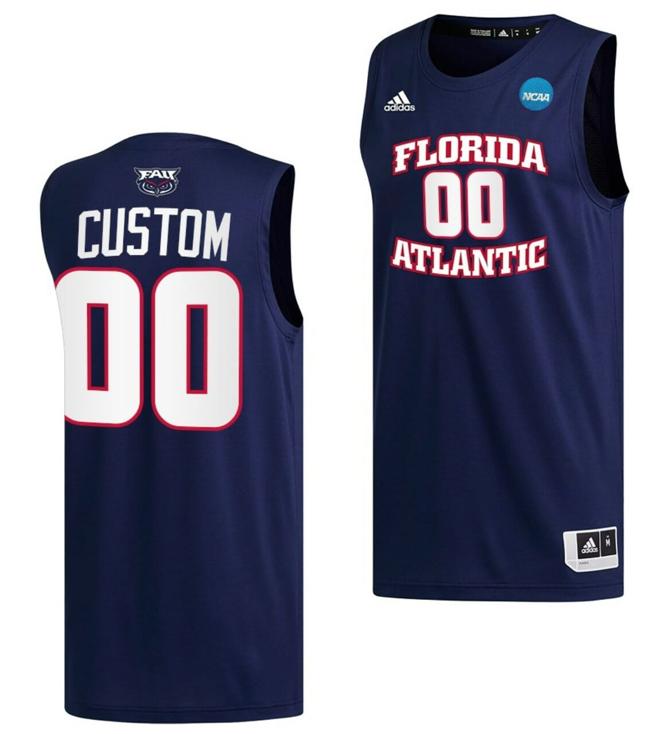 Men's Custom FAU Florida Atlantic Owls Jersey Name And Number Basketball 2023 NCAA March Madness Navy