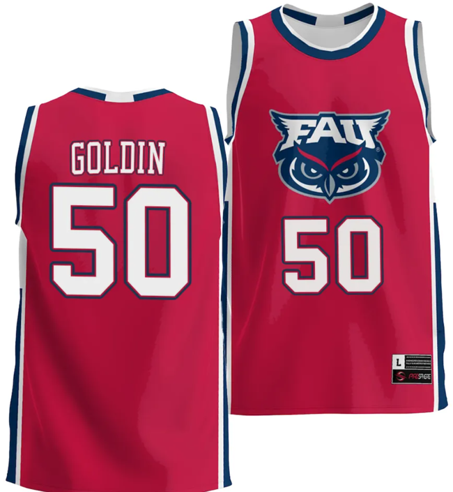 Men's Vladislav Goldin Jersey #50 FAU Florida Atlantic Owls NIL Basketball Lightweight Red