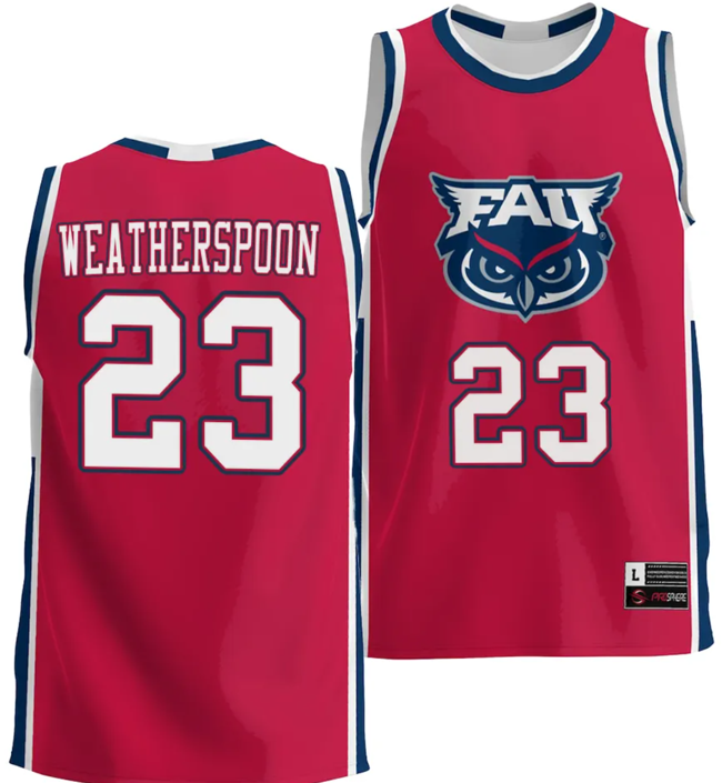 Men's Brandon Weatherspoon Jersey #23 FAU Florida Atlantic Owls NIL Basketball Lightweight Red