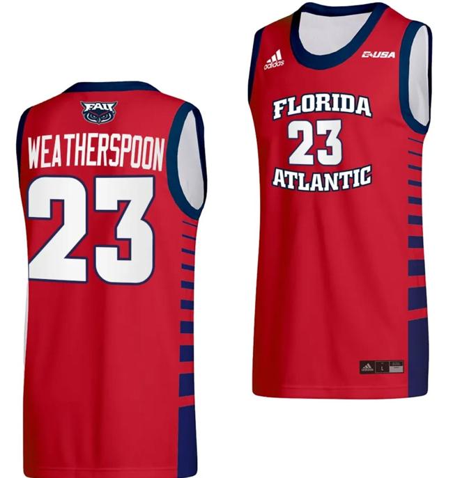 Men's Brandon Weatherspoon Jersey #23 FAU Florida Atlantic Owls College Basketball Replica Red