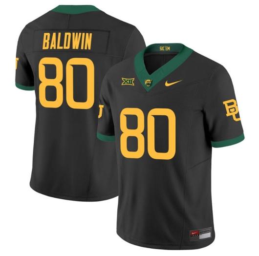 Men's Nike Monaray Baldwin Jersey #80 Baylor Bears Vapor Limited College Football All Stitched Black