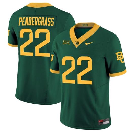 Men's Nike Dawson Pendergrass Jersey #22 Baylor Bears Vapor Limited College Football All Stitched Green