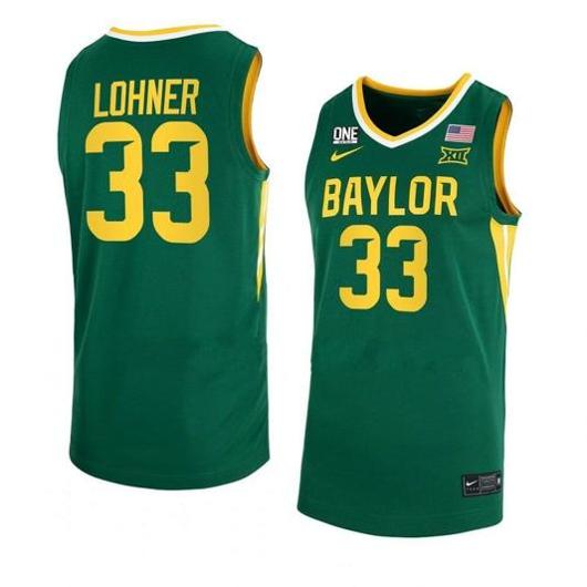 Men's Nike #33 Caleb Lohner Jersey Baylor Bears College Basketball Jerseys Green