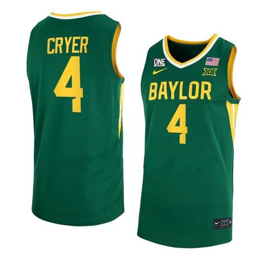 Men's Nike #4 Lj Cryer Anthracite Jersey Baylor Bears College Basketball Jerseys Green