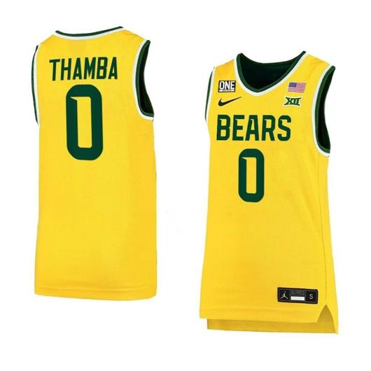 Men's Nike #0 Flo Thamba Jersey Baylor Bears College Basketball Jerseys Yellow