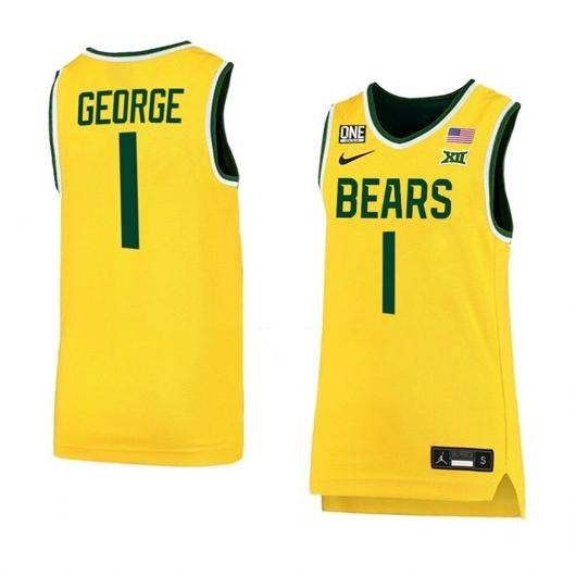 Men's Nike #1 Keyonte George Jersey Baylor Bears College Basketball Jerseys Gold