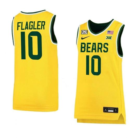 Men's Nike #10 Adam Flagler Jersey Baylor Bears College Basketball Jerseys Gold