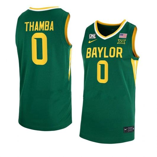 Men's Nike #0 Flo Thamba Jersey Baylor Bears College Basketball Jerseys Green