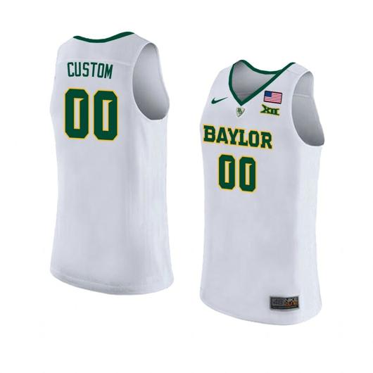 Men's Nike Customized Baylor Bear Jersey Basketball College Name and Number White