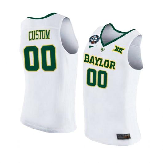 Men's Nike Customized Baylor Bear Jersey Basketball College Name and Number White Final Four Patch