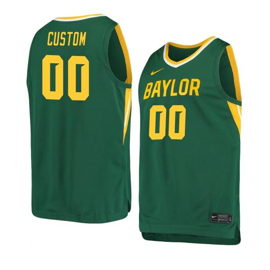 Men's Nike Customized Baylor Bear Jersey Basketball College Name and Number Green No Patch