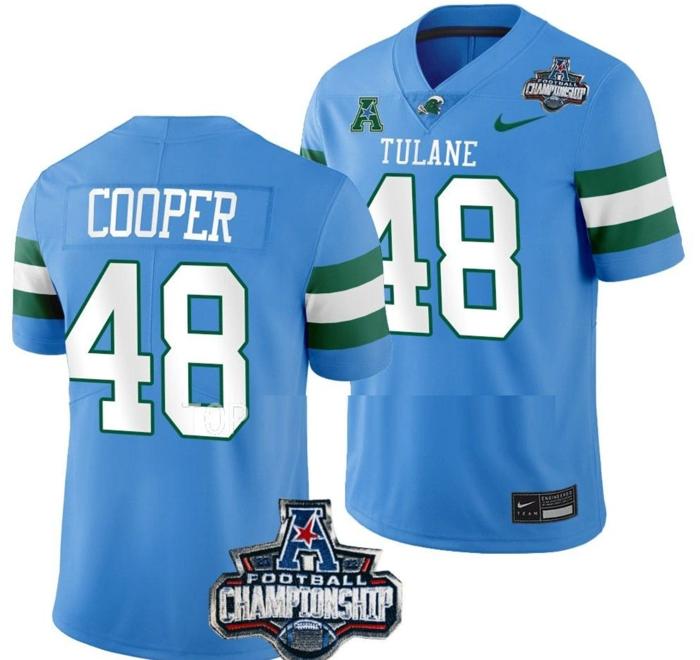 Men's Nike Keith Cooper Jersey #48 Tulane Green Wave 2022 ACC Football Championship Blue