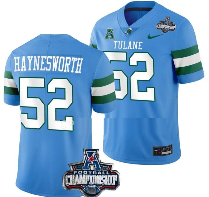 Men's Nike Sincere Haynesworth Jersey #52 Tulane Green Wave 2022 ACC Football Championship Blue