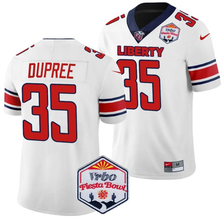 Men's Nike Tyren Dupree Jersey #35 Liberty Flames Fiesta Bowl Patch 2024 Football White