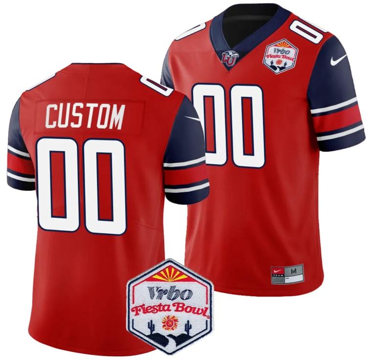 Men's Nike Custom Liberty Flames Jersey Name and Number Fiesta Bowl Patch 2024 Football Red