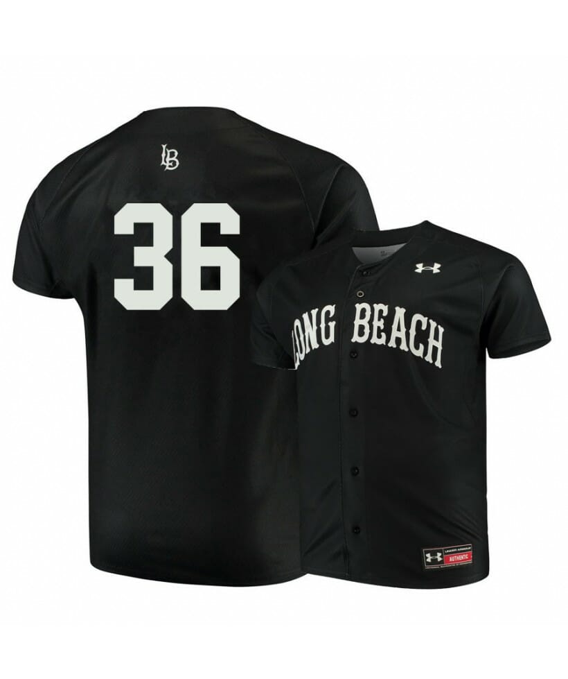 Men's Long Beach State Dirtbags 36 Connor Kokx Black Baseball Jersey