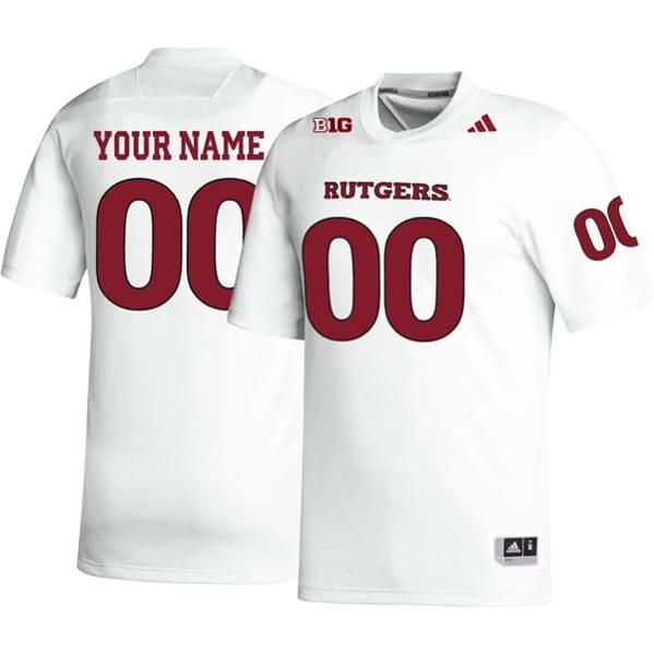 Men's Custom Rutgers Scarlet Knights Jersey Name and Number College Football White Away Game All Stitched