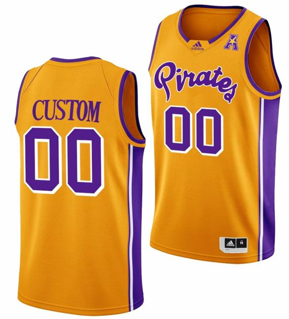 Men's Adidas Custom ECU Pirates Jersey Name and Number College Basketball Gold