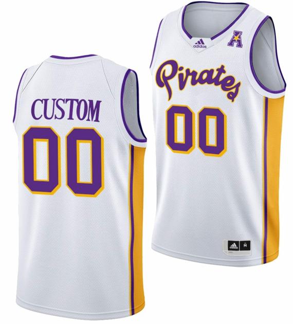 Men's Adidas Custom ECU Pirates Jersey Name and Number College Basketball White