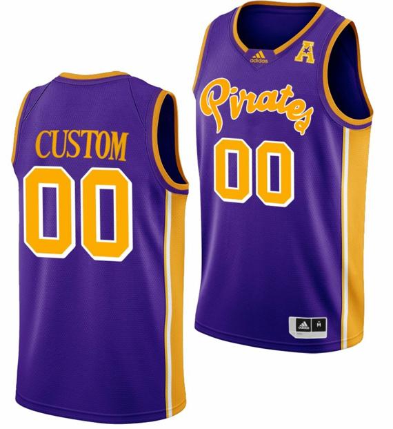 Men's Adidas Custom ECU Pirates Jersey Name and Number College Basketball Purple