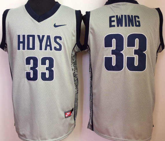 Men's Nike Georgetown Hoyas GRAY #33 Patrick Ewing NCAA Basketball Jersey White