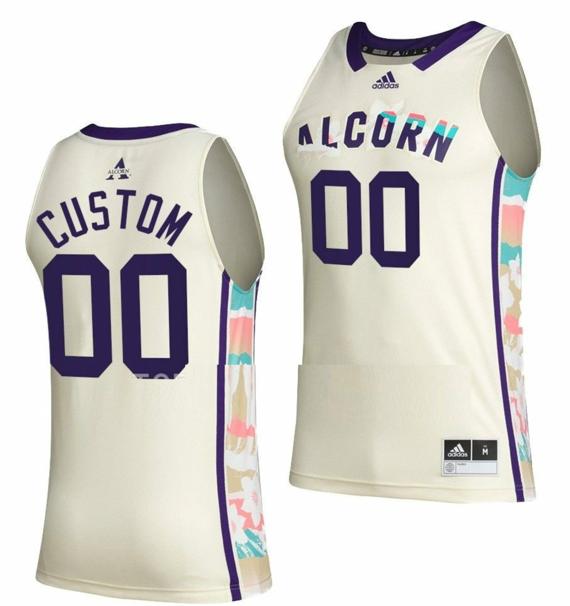 Men's Adidas Custom Alcorn State Braves Jersey Name And Number College Basketball Honoring White