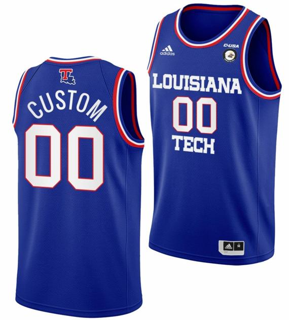 Men's Adidas Custom Louisiana Tech Bulldogs College Basketball Jersey Blue