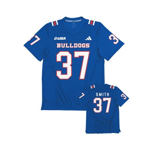 Men's Louisiana Tech Bulldogs #37 Logan Smith Adidas Replica Football Jersey Home Blue