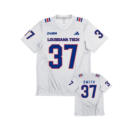 Men's Louisiana Tech Bulldogs #37 Logan Smith Adidas Replica Football Jersey Away White