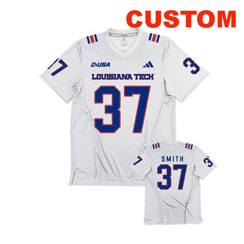 Men's Custom Louisiana Tech Bulldogs Adidas Replica Football Jersey Away White