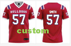 Men's Adidas Custom Louisiana Tech Bulldogs NCAA Football Red Jersey