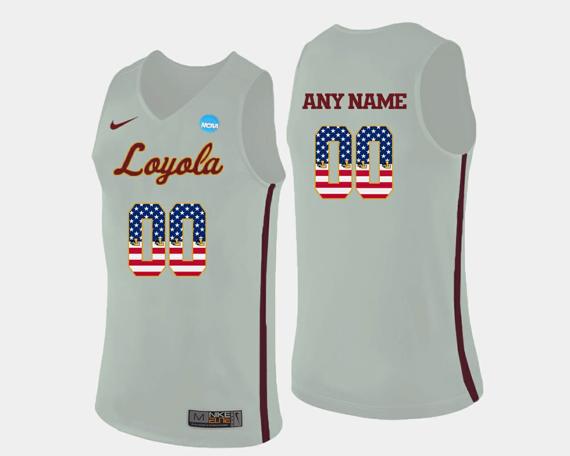 Men's Nike Loyola Chicago Ramblers White Us Flag Fashion Custom Name Number Basketball Jersey