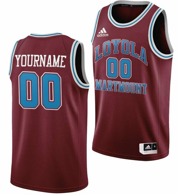 Custom Loyola Marymount Lions Men's Adidas Jersey Name and Number College Basketball Wine Throwback