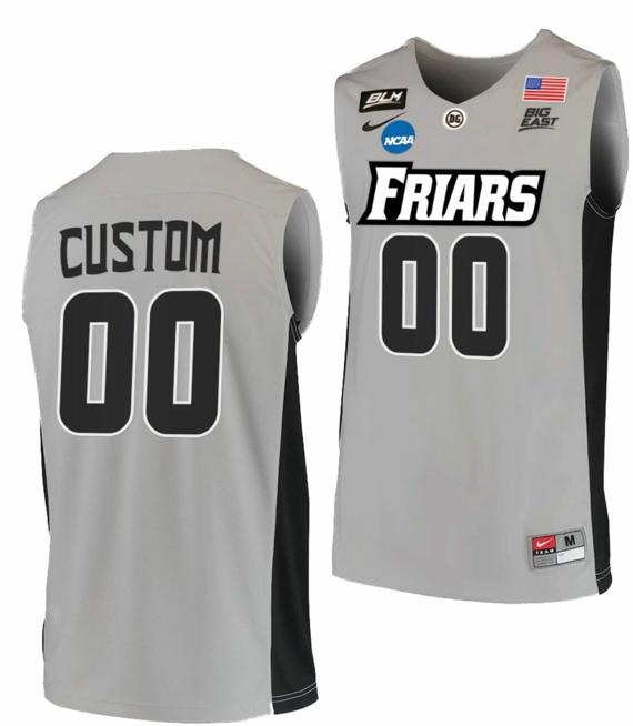 Men's Nike Custom Providence Friars Jersey Name and Number College Basketball 2022 NCAA March Madness Grey BLM