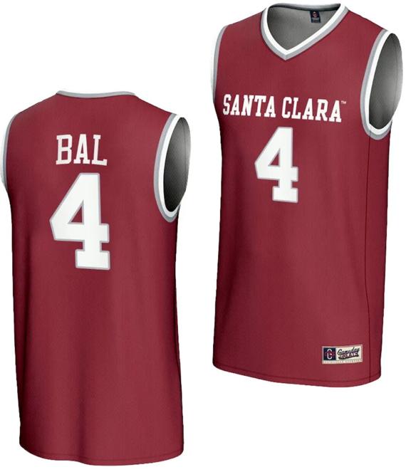 Men's Adama Bal Jersey #4 Santa Clara Broncos Gameday Greats Basketball NIL Lightweight Maroon