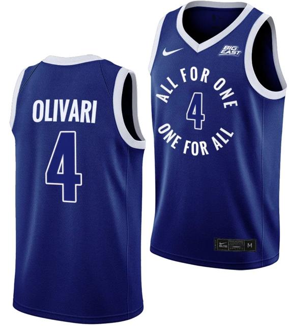 Men's Nike Quincy Olivari Jersey #4 Xavier Musketeers All For One Blue College Basketball Uniform