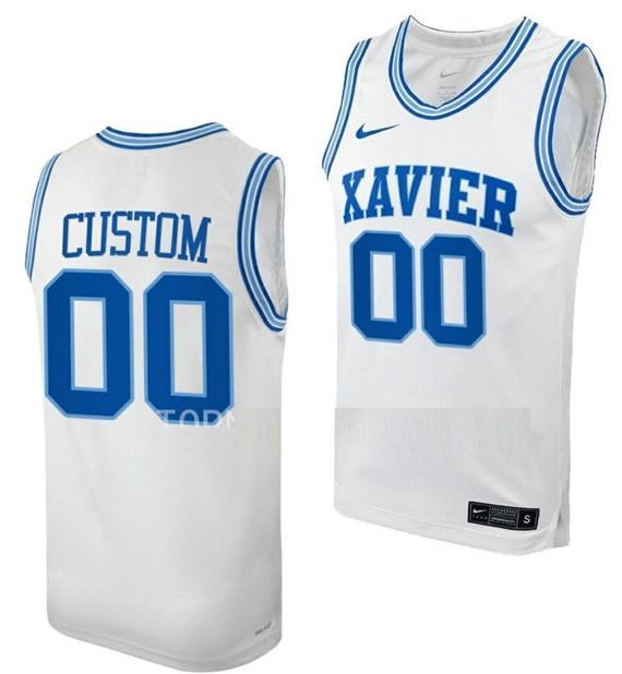 Men's Nike Custom Xavier Musketeers Jersey Name and Number College Basketball White Throwback