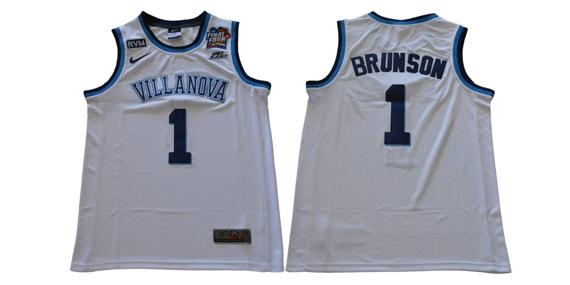 Men's Nike Villanova Wildcats #1 Brunson NCAA Basketball Jersey White