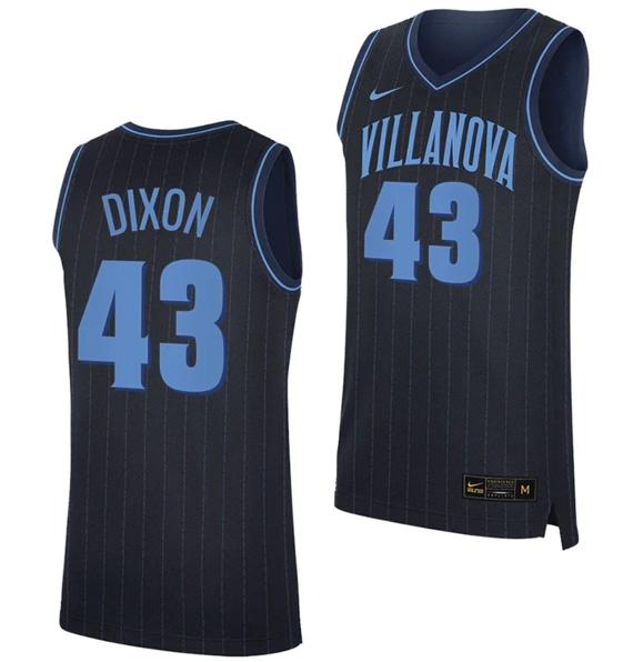 Men's Nike Eric Dixon Jersey #43 Villanova Wildcats Replica College Basketball 2023-24 Navy