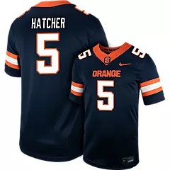 Men's Syracuse Orange #5 U HATCHER Navy Nike Replica College Football Stitched Jersey