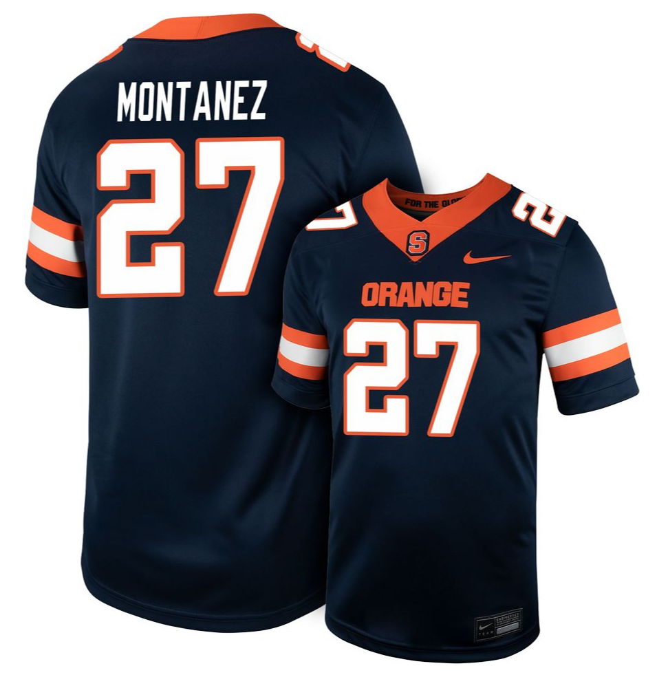 Men's Syracuse Orange #27 J MONTANEZ Navy Nike Replica College Football Stitched Jersey