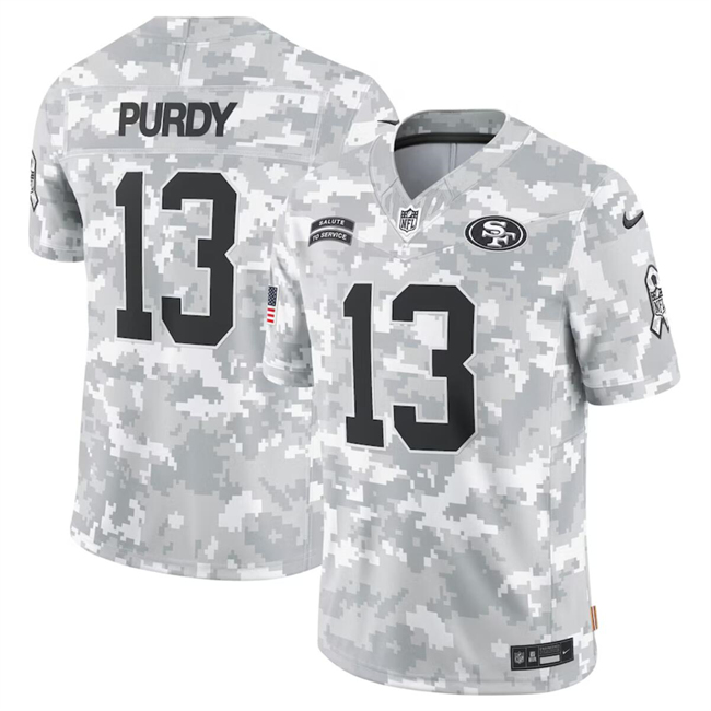 Youth San Francisco 49ers #13 Brock Purdy 2024 F.U.S.E Arctic Camo Salute to Service Limited Stitched Football Jersey