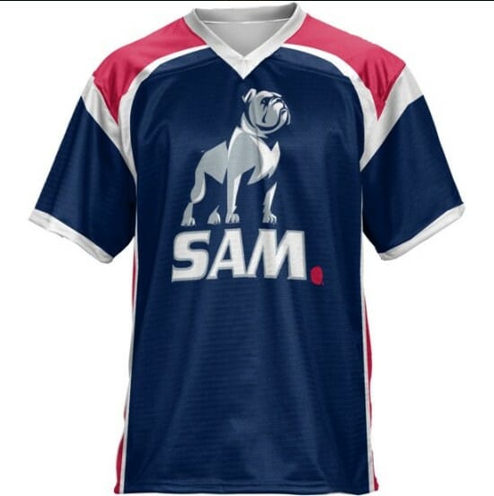 Men's Custom Samford Bulldogs Jersey University Red Zone Football