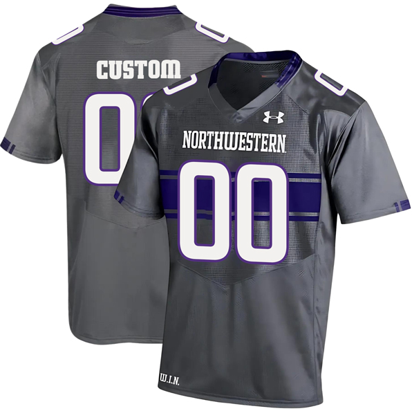 Custom Men's Northwestern Wildcats Under Armour Grey Alternate Game College Football Stitched Jersey