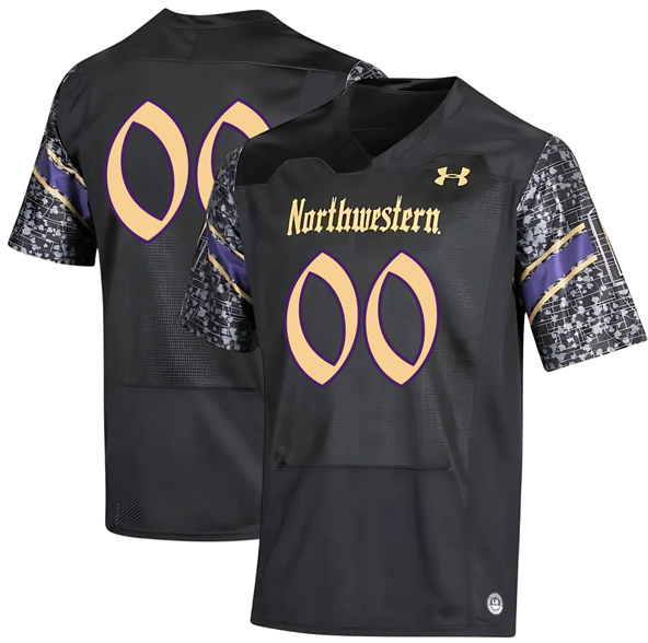 Custom Men's Northwestern Wildcats Under Armour Black Gothic Alternate Game College Football Stitched Jersey