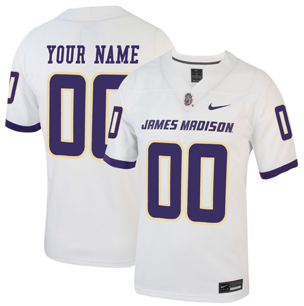 Custom Men's Nike White James Madison Dukes Football Jersey