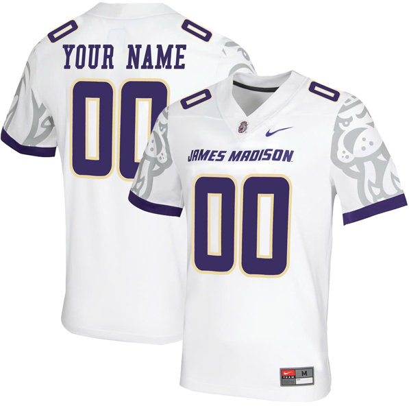 Custom Men's Nike White Away James Madison Dukes Football Jersey