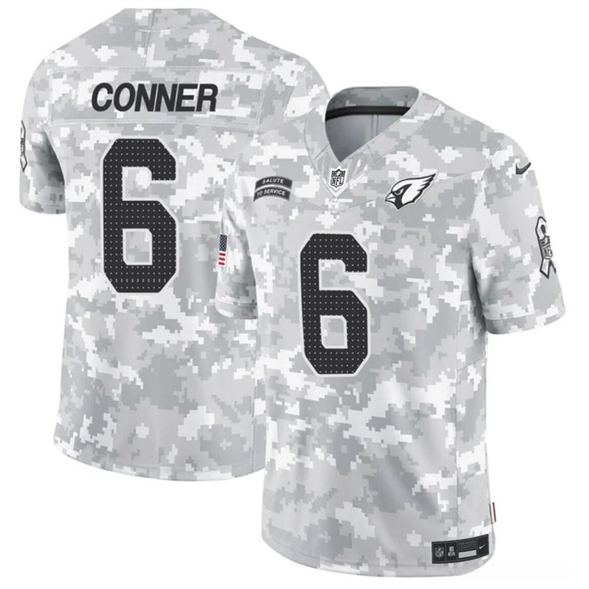 Men's Arizona Cardinals #6 James Conner 2024 F.U.S.E Arctic Camo Salute to Service Limited Stitched Football Jersey