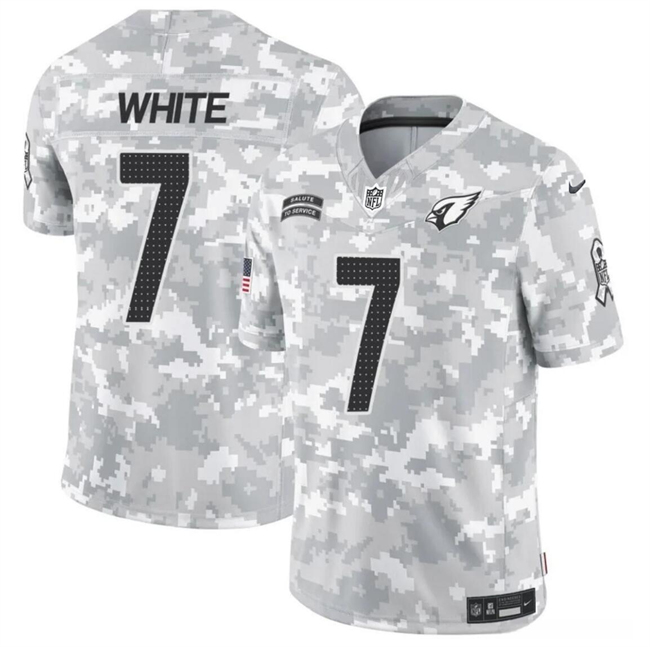 Men's Arizona Cardinals #7 Kyzir White 2024 F.U.S.E Arctic Camo Salute to Service Limited Stitched Football Jersey